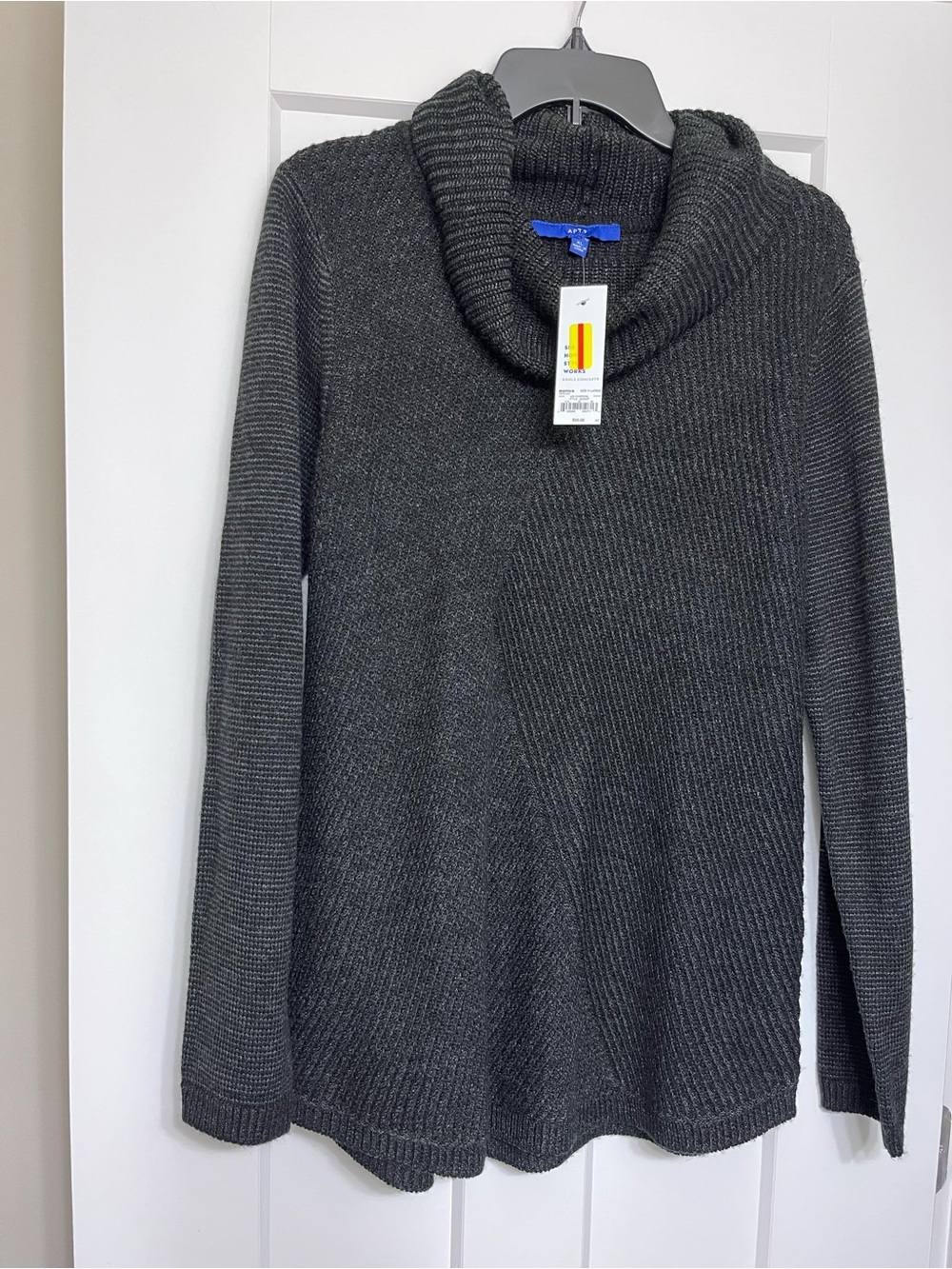 Apt. 9 Women's Charcoal Ribbed Cowl Neck Sweater